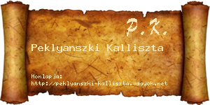 Peklyanszki Kalliszta névjegykártya